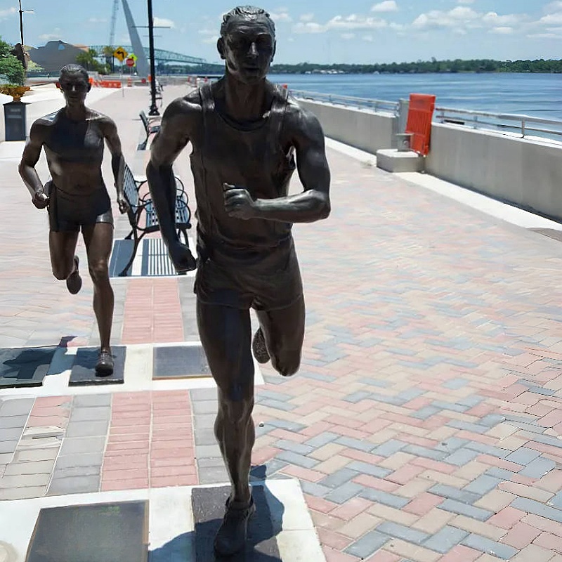 Outdoor Park Garden Decor Running Man Bronze Statue Sculpture